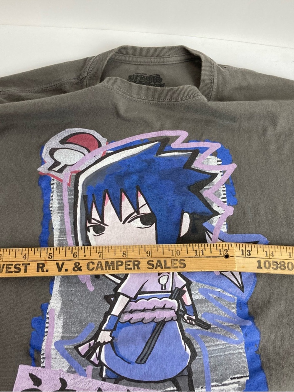 Naruto Sasuke Uchiha Anime Graphic T-Shirt Youth Gray Manga Ninja Tee medium - Picture 8 of 9